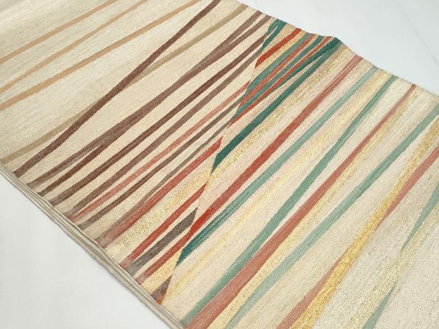 平和屋着物◎太鼓柄袋帯　綴れ　横段文　金銀糸　正絹　逸品　CABC3975fb