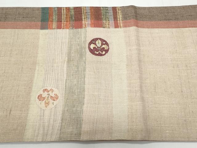 平和屋着物◎太鼓柄袋帯　紬地　花丸文　金糸　正絹　逸品　CABC3991fb