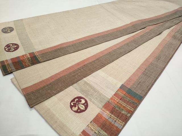 平和屋着物◎太鼓柄袋帯　紬地　花丸文　金糸　正絹　逸品　CABC3991fb