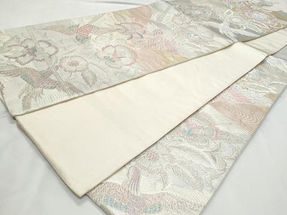 平和屋着物◎六通柄袋帯　鳳凰更紗花文　銀糸　正絹　逸品　CABC3995fb