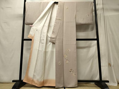 平和屋着物■訪問着 駒刺繍 菱草花文 正絹 逸品 CABC4012oy