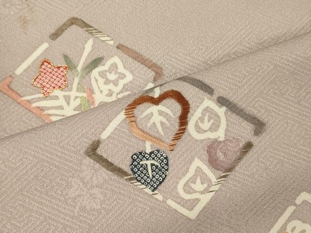 平和屋着物■訪問着 駒刺繍 菱草花文 正絹 逸品 CABC4012oy