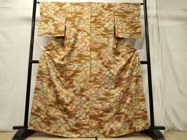 平和屋着物■上質な小紋 ろうけつ染め 草木文 正絹 逸品 CABC4051oy