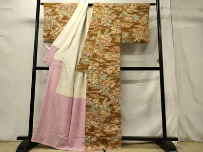 平和屋着物■上質な小紋 ろうけつ染め 草木文 正絹 逸品 CABC4051oy