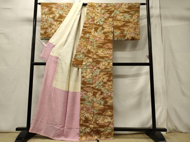 平和屋着物■上質な小紋 ろうけつ染め 草木文 正絹 逸品 CABC4051oy