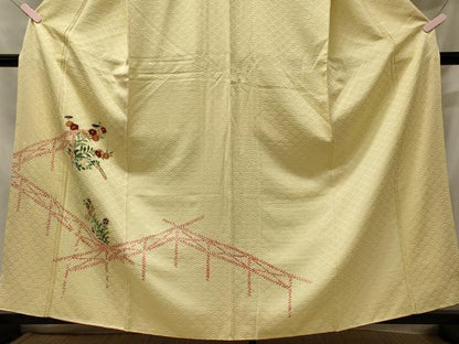 平和屋着物■訪問着 絞り 刺繍 草花文 正絹 逸品 CABC4054oy