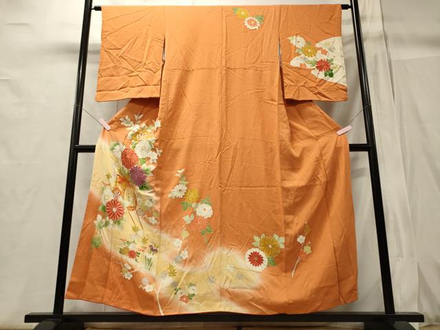 平和屋着物■訪問着 御所車草花文 暈し染め 金彩 正絹 逸品 CABC4058oy