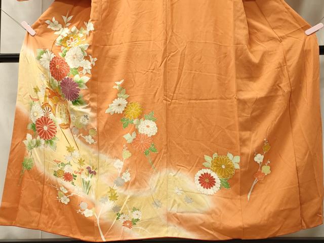 平和屋着物■訪問着 御所車草花文 暈し染め 金彩 正絹 逸品 CABC4058oy