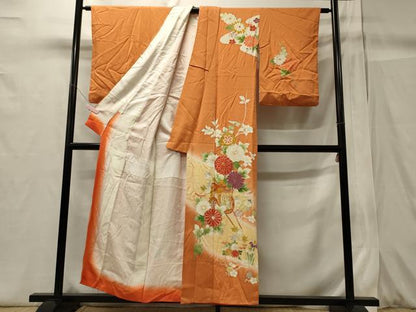 平和屋着物■訪問着 御所車草花文 暈し染め 金彩 正絹 逸品 CABC4058oy