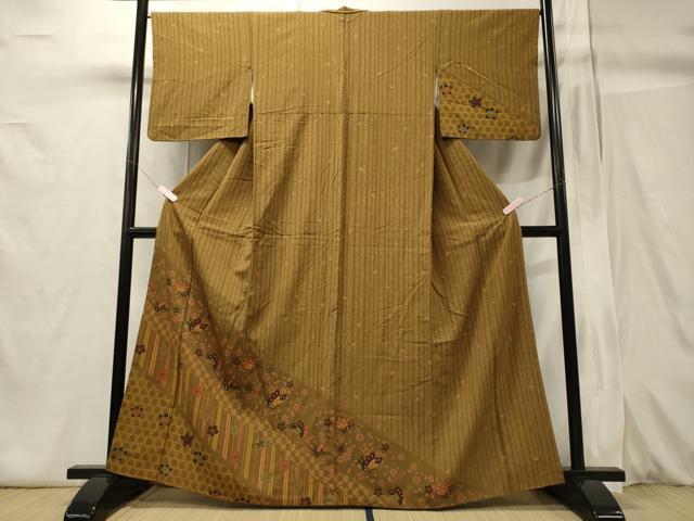 平和屋着物■訪問着 籬舞花蝶文 正絹 逸品 CABC4065oy