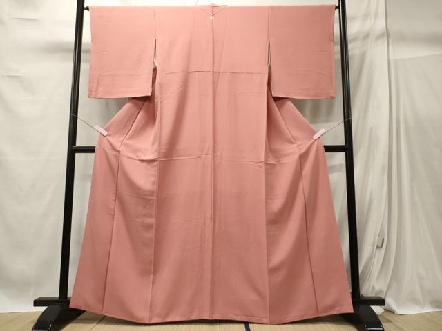 平和屋着物■上質な色無地 甚三紅色 正絹 逸品 未使用 CABC4070oy