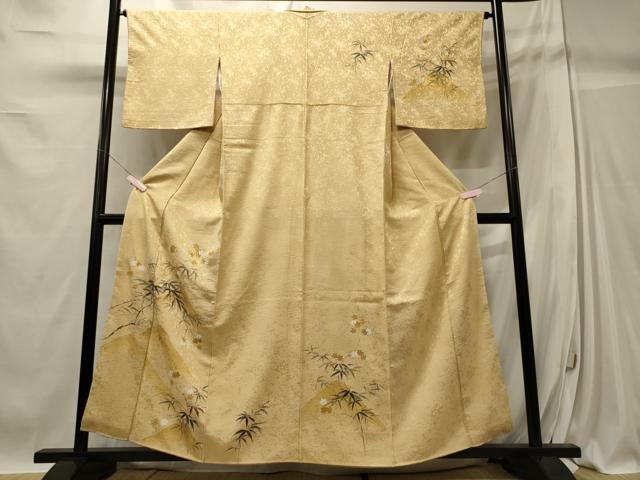 平和屋着物■訪問着 手描き 遠山楓笹文 暈し染め 金彩 正絹 逸品 CABC4075oy