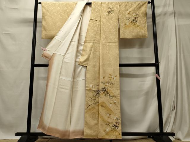 平和屋着物■訪問着 手描き 遠山楓笹文 暈し染め 金彩 正絹 逸品 CABC4075oy
