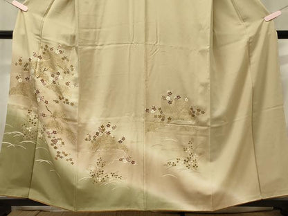 平和屋着物■訪問着 駒刺繍 枝梅松文 暈し染め 金彩 正絹 逸品 CABC4091oy
