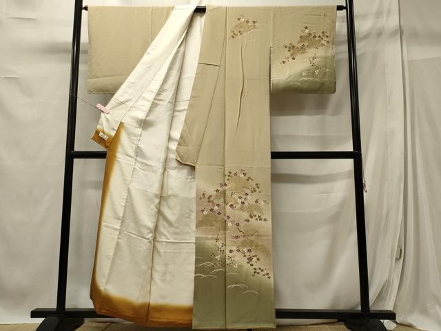 平和屋着物■訪問着 駒刺繍 枝梅松文 暈し染め 金彩 正絹 逸品 CABC4091oy