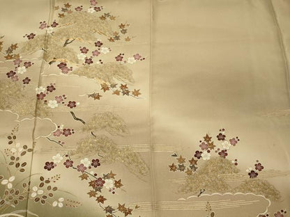 平和屋着物■訪問着 駒刺繍 枝梅松文 暈し染め 金彩 正絹 逸品 CABC4091oy