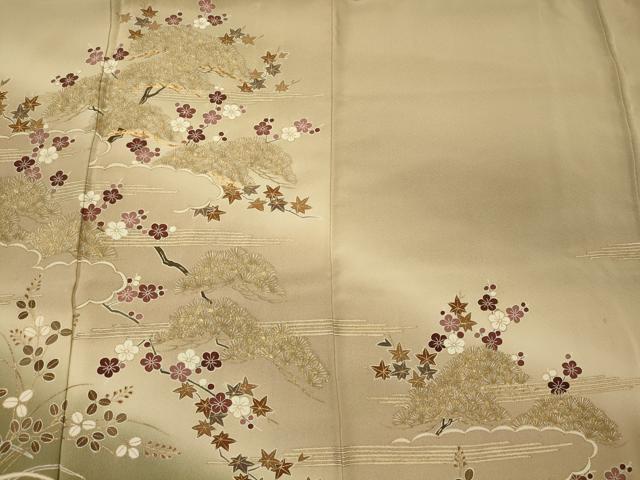 平和屋着物■訪問着 駒刺繍 枝梅松文 暈し染め 金彩 正絹 逸品 CABC4091oy