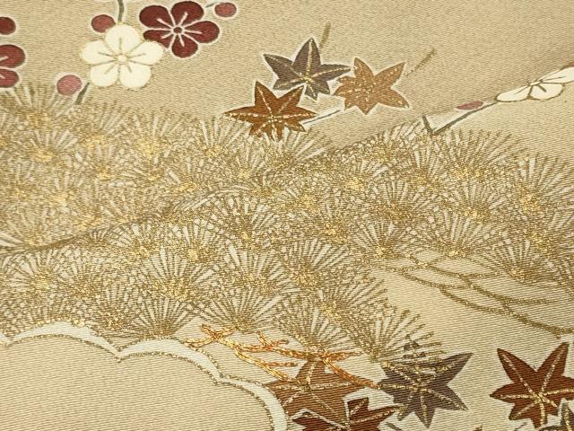 平和屋着物■訪問着 駒刺繍 枝梅松文 暈し染め 金彩 正絹 逸品 CABC4091oy