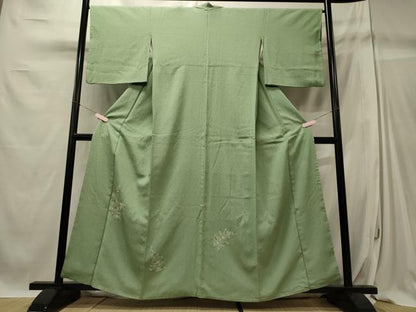 平和屋着物■色留訪問着　刺繍　草葉文　金銀彩　正絹　逸品　CABC4093oy