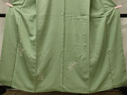 平和屋着物■色留訪問着　刺繍　草葉文　金銀彩　正絹　逸品　CABC4093oy