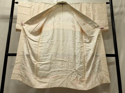 平和屋着物■長襦袢 無双仕立て 舞蝶花地紋 暈し染め 半衿刺繍 正絹 逸品 CABC4097oy