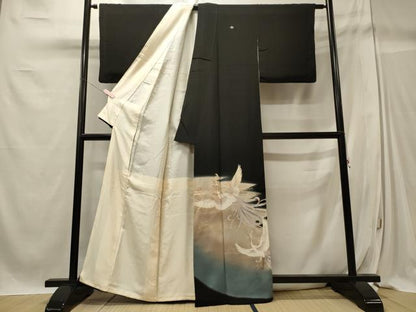 平和屋着物■豪華黒留袖　駒刺繍　鳳凰文　暈し染め　金銀彩　正絹　逸品　CABC4099oy