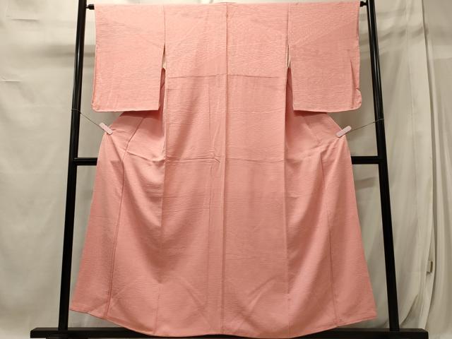 平和屋着物■上質な色無地 切り嵌め草花地紋 紅梅色 正絹 逸品 未使用 CABC4104oy