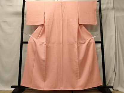 平和屋着物■上質な色無地 紗綾形地紋 紅梅色 正絹 逸品 CABC4108oy