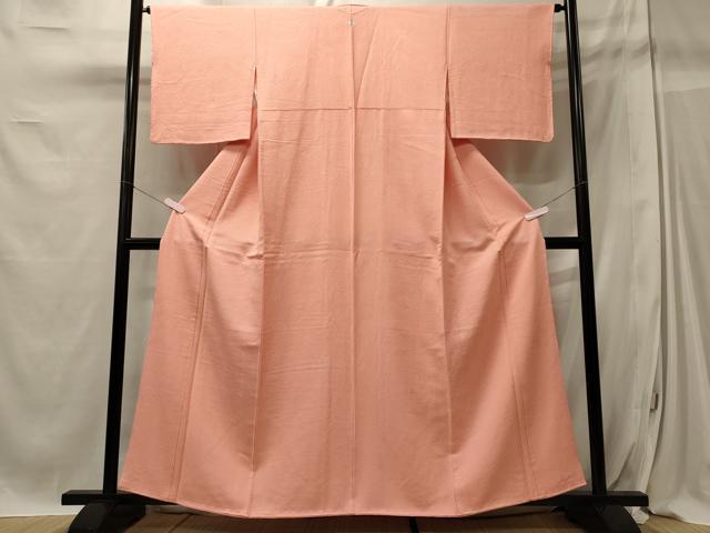 平和屋着物■上質な色無地 紗綾形地紋 紅梅色 正絹 逸品 CABC4108oy