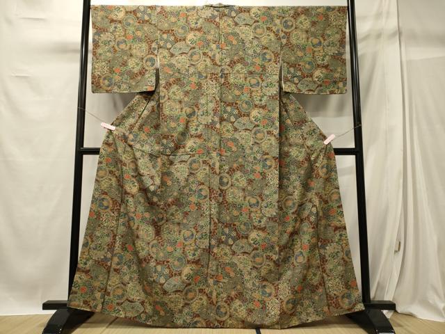 平和屋着物■上質な小紋 吉祥花唐草文 正絹 逸品 未使用 CABC4115oy
