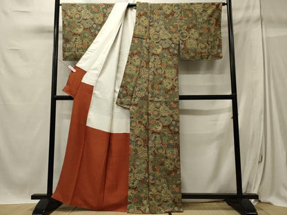 平和屋着物■上質な小紋 吉祥花唐草文 正絹 逸品 未使用 CABC4115oy