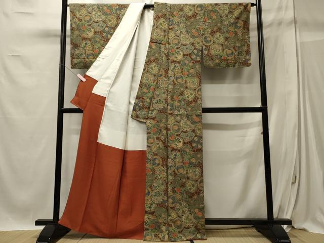 平和屋着物■上質な小紋 吉祥花唐草文 正絹 逸品 未使用 CABC4115oy