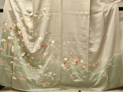 平和屋着物■訪問着 枝花丸文 藤花房 暈し染め 金彩 正絹 逸品 CABC4119oy
