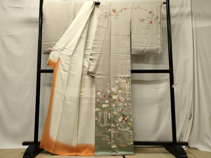 平和屋着物■訪問着 枝花丸文 藤花房 暈し染め 金彩 正絹 逸品 CABC4119oy