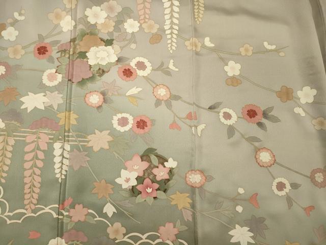 平和屋着物■訪問着 枝花丸文 藤花房 暈し染め 金彩 正絹 逸品 CABC4119oy