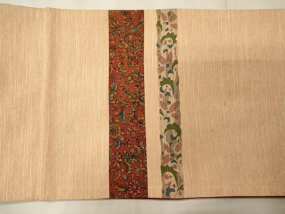 平和屋着物◎太鼓柄　京袋帯　紬地　切り嵌め　横段更紗花文　正絹　逸品　CABC4140oy