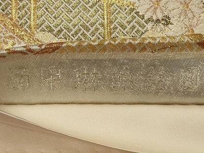 平和屋着物◎六通柄袋帯　唐織　蜀甲琳派絵図　金糸　正絹　逸品　CABC4167oy