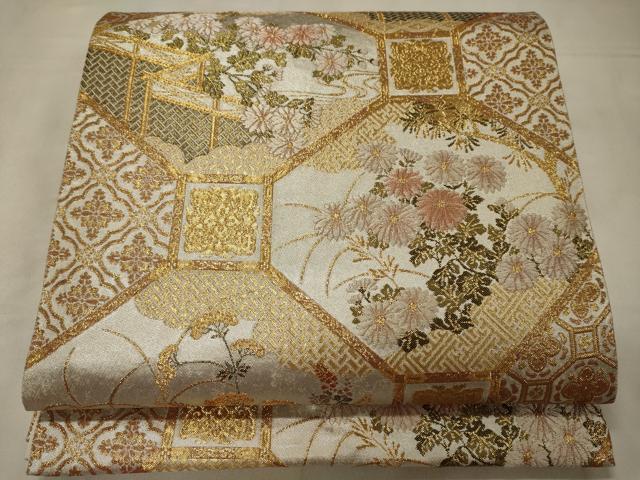 平和屋着物◎六通柄袋帯　唐織　蜀甲琳派絵図　金糸　正絹　逸品　CABC4167oy