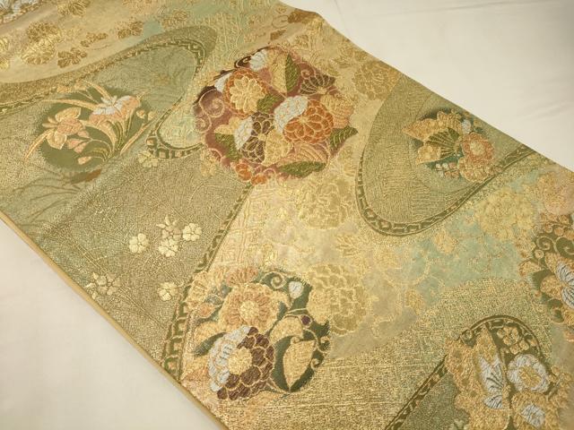 平和屋着物◎六通柄袋帯　花蝶丸文　金銀糸　正絹　逸品　CABC4175oy