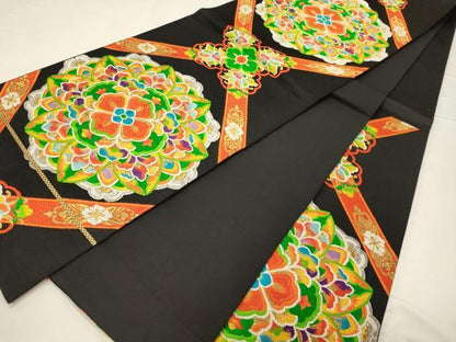 平和屋着物◎六通柄袋帯 唐織 天上正倉院花文 黒地 金銀糸 正絹 逸品 CABC4189oy