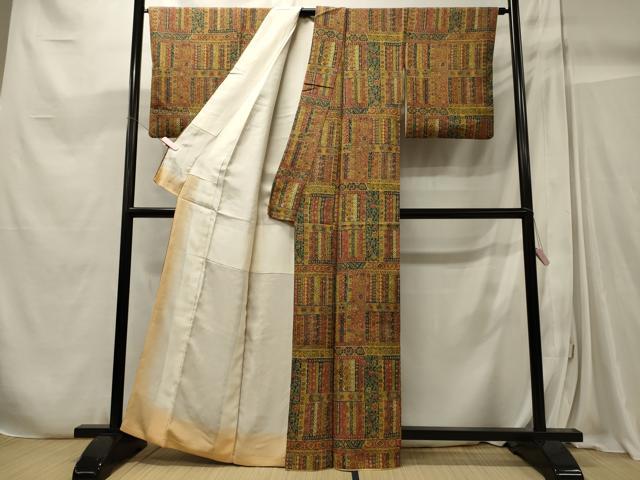 平和屋着物■上質な小紋 更紗花文 正絹 逸品 CABC4228oy