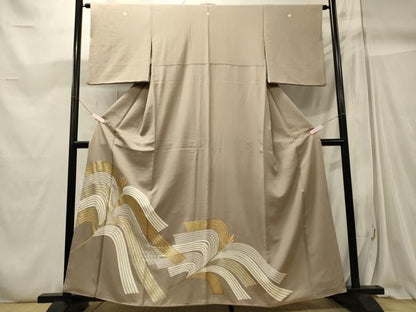 平和屋着物■豪華色留袖　駒刺繍　枝松文　金彩　正絹　逸品　CABC4234oy