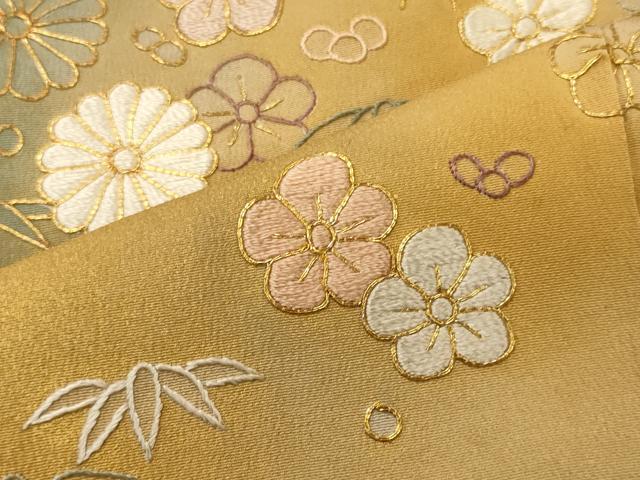 平和屋着物■豪華黒留袖　駒刺繍　吉祥花文　金銀彩　正絹　逸品　CABC4243oy