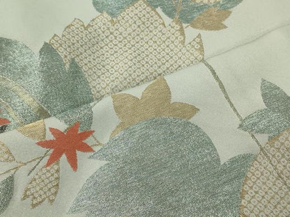 平和屋着物■上質な紬　刺繍　枝葉文　金糸　正絹　逸品　CABC4245oy