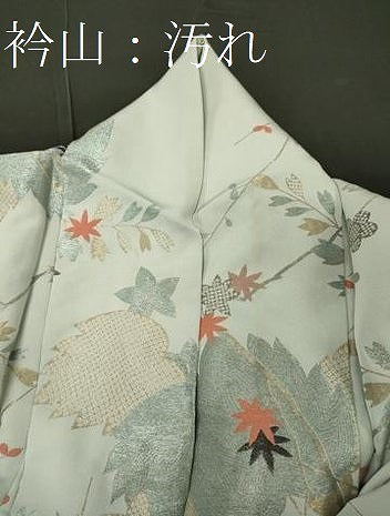 平和屋着物■上質な紬　刺繍　枝葉文　金糸　正絹　逸品　CABC4245oy