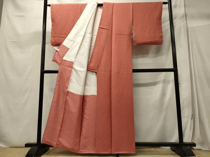 平和屋着物■上質な色無地 甚三紅色 正絹 逸品 未使用 CABC4262oy