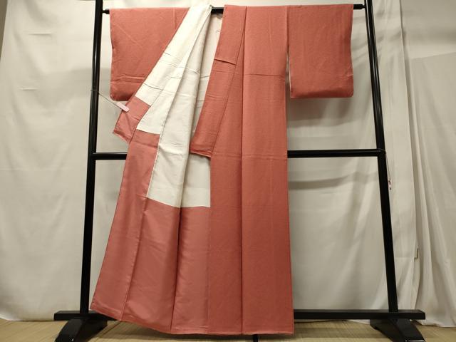 平和屋着物■上質な色無地 甚三紅色 正絹 逸品 未使用 CABC4262oy