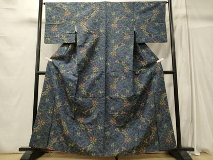 平和屋着物■上質な紬 草葉文 正絹 逸品 CABC4282oy