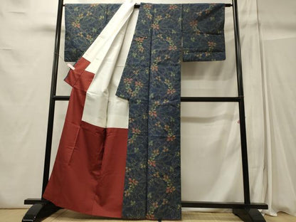 平和屋着物■上質な紬 草葉文 正絹 逸品 CABC4282oy
