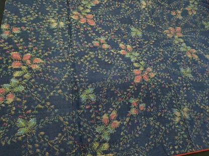 平和屋着物■上質な紬 草葉文 正絹 逸品 CABC4282oy